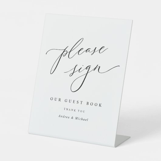 Elegantes Romantisches Gästebuchzeichen Sockelschild (Vorderseite)