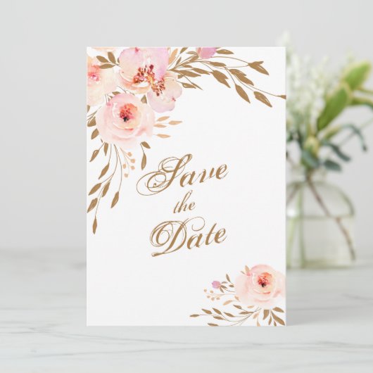 Elegantes Romantisches Gold Rosa Wasserfarben Save The Date