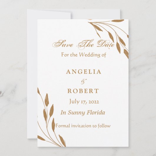 Elegantes Romantisches Gold Rosa Wasserfarben Save The Date (Rückseite)