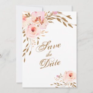 Elegantes Romantisches Gold Rosa Wasserfarben Save The Date