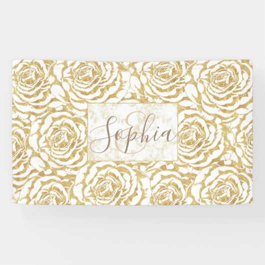 Elegantes, romantisches Goldmuster-Rose Banner (Horizontal)
