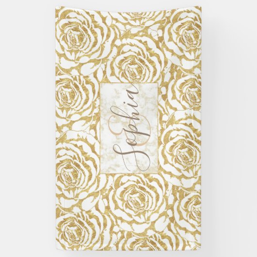 Elegantes, romantisches Goldmuster-Rose Banner (Vertikal)