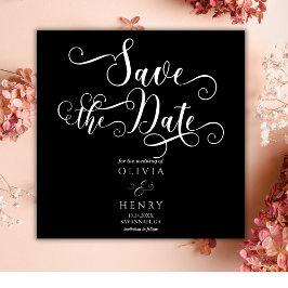 Elegantes Romantisches Kalligrafie-Script Black Go Save The Date