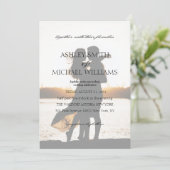 Elegantes romantisches kalligrafisches Foto Hochze Einladung (Stehend Vorderseite)