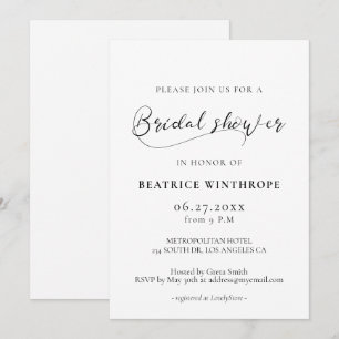 Elegantes romantisches Kalligraphie-Brautparty Einladung