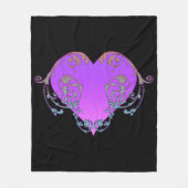 Elegantes, romantisches Lila Herz mit Blüh Fleecedecke (Vorderseite)