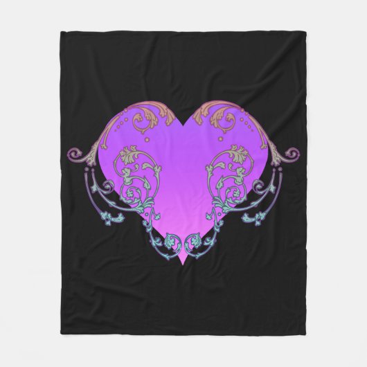 Elegantes, romantisches Lila Herz mit Blüh Fleecedecke (Vorderseite)