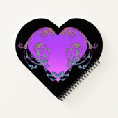 Elegantes, romantisches Lila Herz mit Blüh Notizblock (Rückseite)