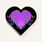 Elegantes, romantisches Lila Herz mit Blüh Notizblock (Vorderseite)