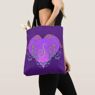 Elegantes, romantisches Lila Herz mit Blüh Tasche
