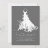 Elegantes Romantisches Minimalistisch-Grau-Brautpa Einladung (Vorderseite)