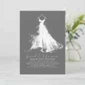 Elegantes Romantisches Minimalistisch-Grau-Brautpa Einladung (Stehend Vorderseite)
