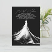 Elegantes romantisches Minimalistisches Schwarzes Einladung (Stehend Vorderseite)