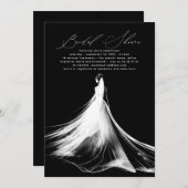 Elegantes romantisches Minimalistisches Schwarzes Einladung (Vorne/Hinten)