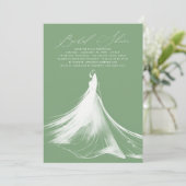 Elegantes Romantisches Modern Sage Green Brautpart Einladung (Stehend Vorderseite)