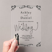 Elegantes romantisches Paar Schwarz-Weiß-Hochzeit Acryleinladungen (Insitu (Handheld))