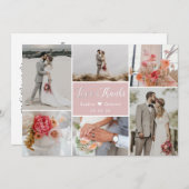 Elegantes Romantisches Rosa 6 Foto Collage Wedding Dankeskarte (Vorne/Hinten)