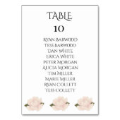 Elegantes romantisches Rosa Blütenblütenblütenblüt Tischnummer (Rückseite)