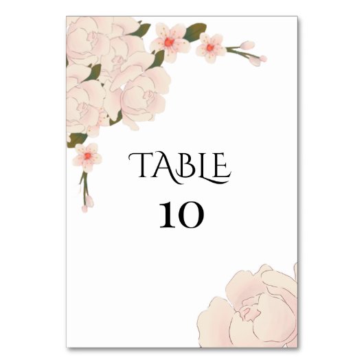 Elegantes romantisches Rosa Blütenblütenblütenblüt Tischnummer (Vorderseite)