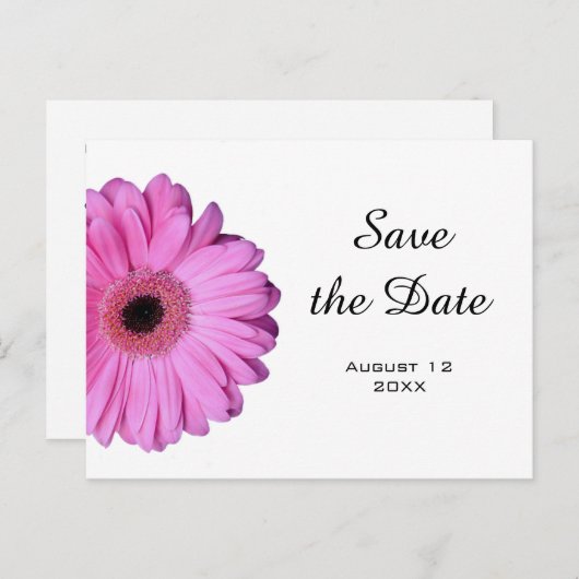 Elegantes Romantisches Rosa Gerbera Daisy Ankündigungspostkarte (Vorne/Hinten)