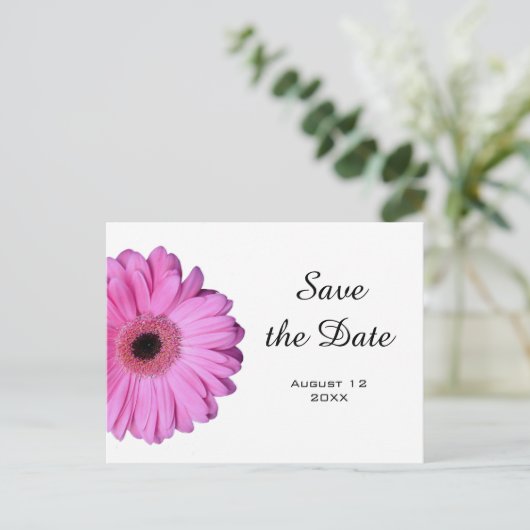 Elegantes Romantisches Rosa Gerbera Daisy Ankündigungspostkarte (Stehend Vorderseite)