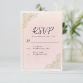 Elegantes Romantisches Rosa Gold RSVP Karte (Stehend Vorderseite)