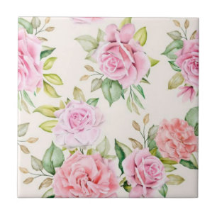 Elegantes romantisches Rosen-Blumenmuster Fliese