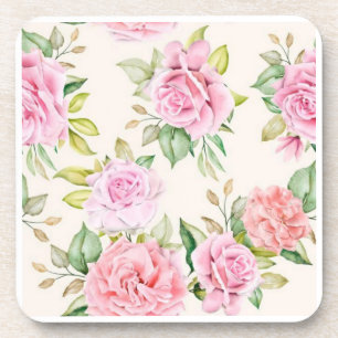 Elegantes romantisches Rosen-Blumenmuster Getränkeuntersetzer