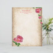 Elegantes Romantisches Rote Rose Writing Paper (Stehend Vorderseite)