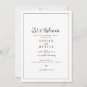 Elegantes romantisches Schwarz-Weiß-Probe-Dinner Einladung (Vorderseite)