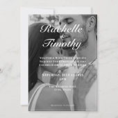 Elegantes romantisches Schwarz-weißes 1 Foto Hochz Einladung (Vorderseite)