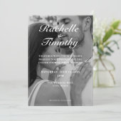 Elegantes romantisches Schwarz-weißes 1 Foto Hochz Einladung (Stehend Vorderseite)
