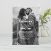 Elegantes romantisches Schwarz-weißes 1 Foto Hochz Einladung (Stehend Vorderseite)