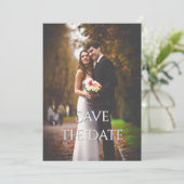 Elegantes romantisches Script-Foto Hochzeit Save The Date (Stehend Vorderseite)