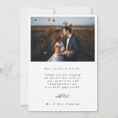 Elegantes romantisches Script Wedding 2 Foto Dankeskarte (Rückseite)