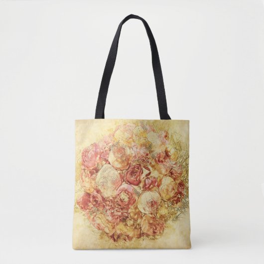 Elegantes romantisches Shabby Chic Cream & Pink Ro Tasche (Vorderseite)