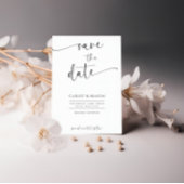 Elegantes romantisches Skript Schwarz und Weiß Hoc Save The Date