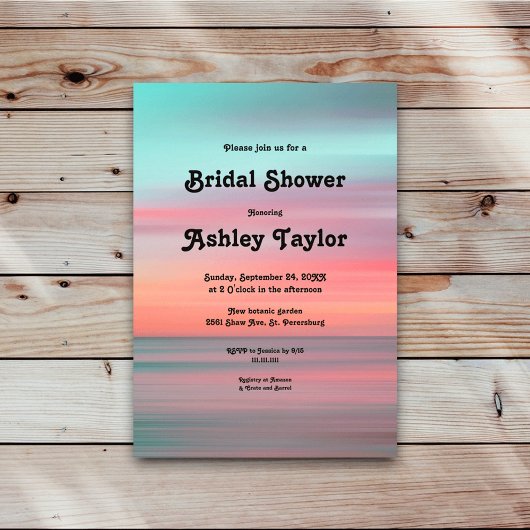 Elegantes Romantisches Sunset Sky Beach Brautparty Einladung