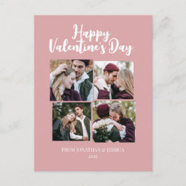 Elegantes Romantisches Valentinstag Paar 4 Foto Feiertagspostkarte