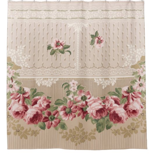 Elegantes romantisches Viktorianisches Rosa Duschvorhang (Vorderseite)