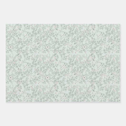 Elegantes romantisches Vintages Blumenmuster Geschenkpapier Set (Vorderseite)