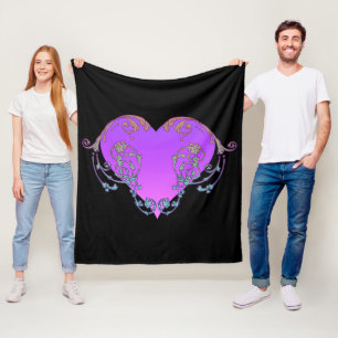 Elegantes, romantisches violettes Herz mit Schwung Fleecedecke