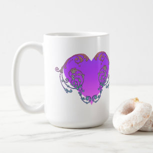 Elegantes, romantisches violettes Herz mit Schwung Kaffeetasse