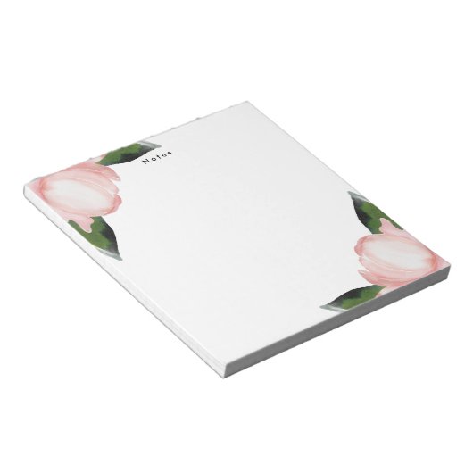 Elegantes Romantisches Wasserfarben Blume Notepad Notizblock (angewinkelt)