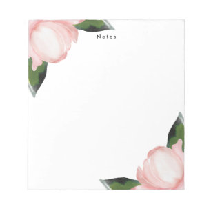 Elegantes Romantisches Wasserfarben Blume Notepad Notizblock