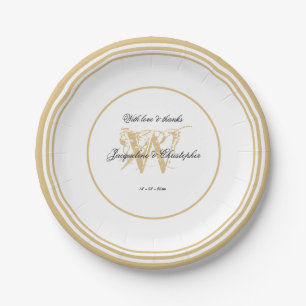 Elegantes Romantisches White Gold Wedding Chic Mon Pappteller