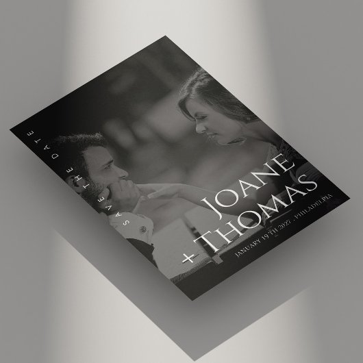 Elegantes römisches Schriftart Foto Hochzeit Save  Save The Date