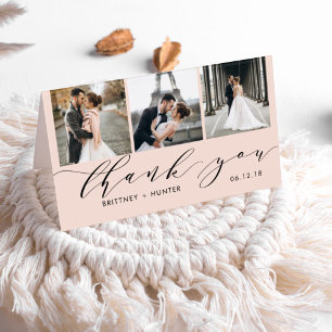 Elegantes Rosa 3 Foto Collage Vielen Dank