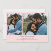 Elegantes Rosa 3 Foto Weiße Blumenhochzeit Save The Date (Rückseite)