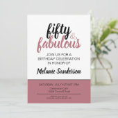 Elegantes Rosa 50. Geburtstag Einladung (Stehend Vorderseite)